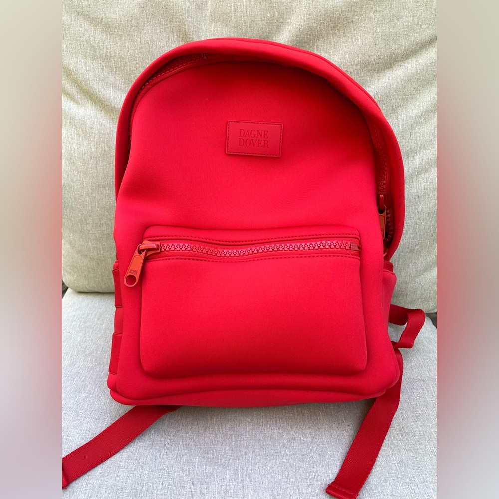 Dagne Dover large Dakota neoprene backpack red weekender wristlet with dust bag